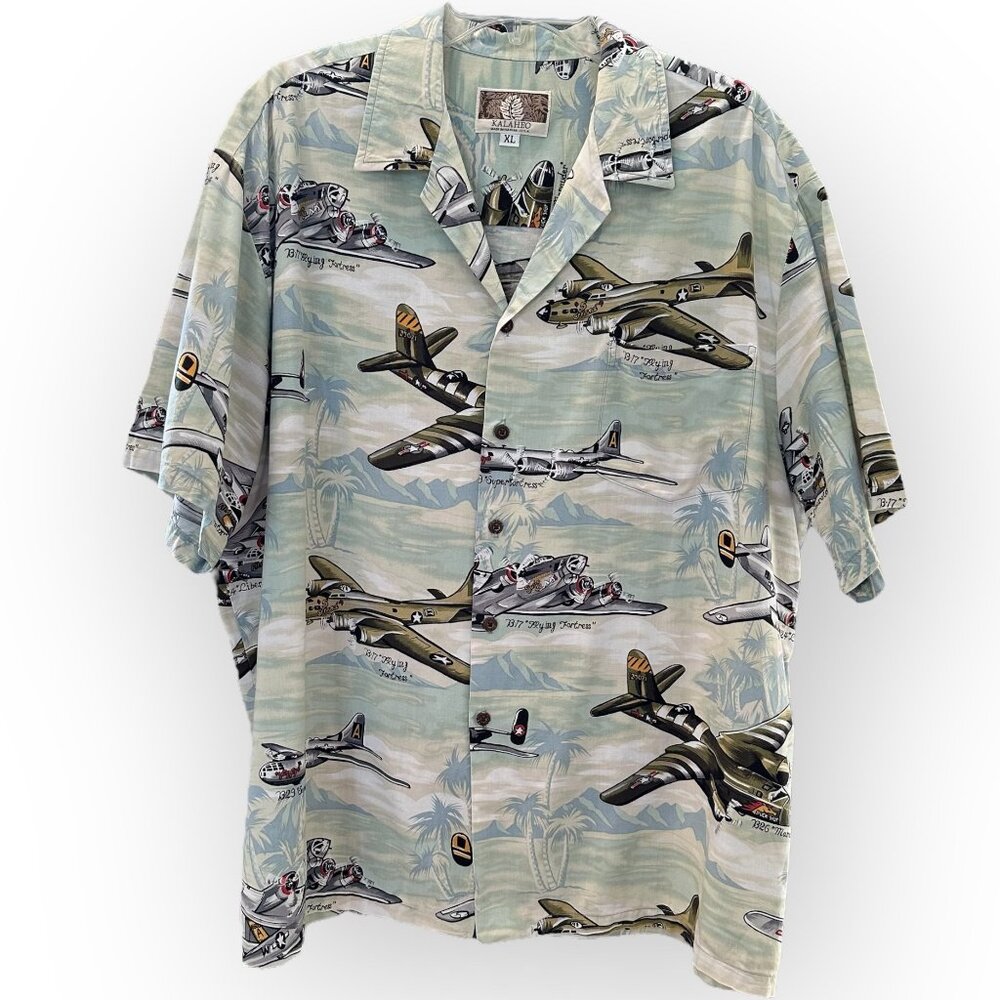 Kalaheo Mens Hawaiian Style WW2 American Bombers Planes Mens Shirt XL Ha… - Picture 2 of 5